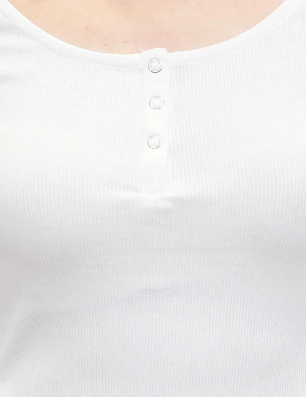 Women White Henley Neck T Shirt - Image 5
