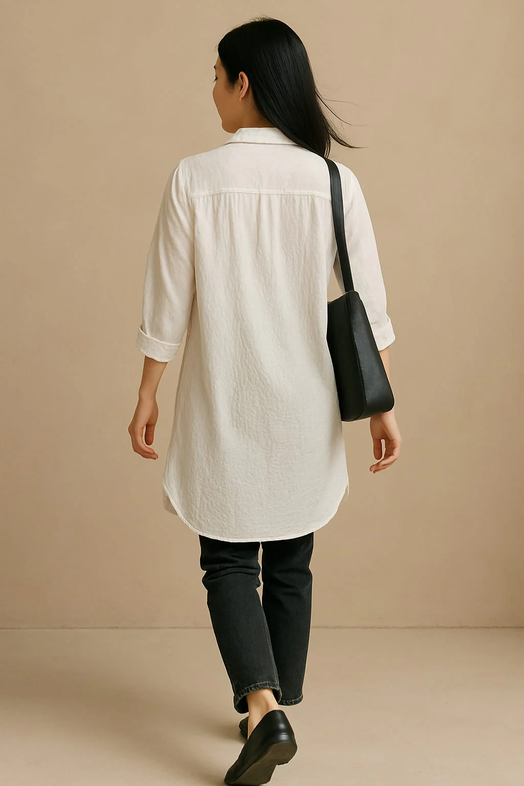 Women White Longline Shirt Tunic - Image 3