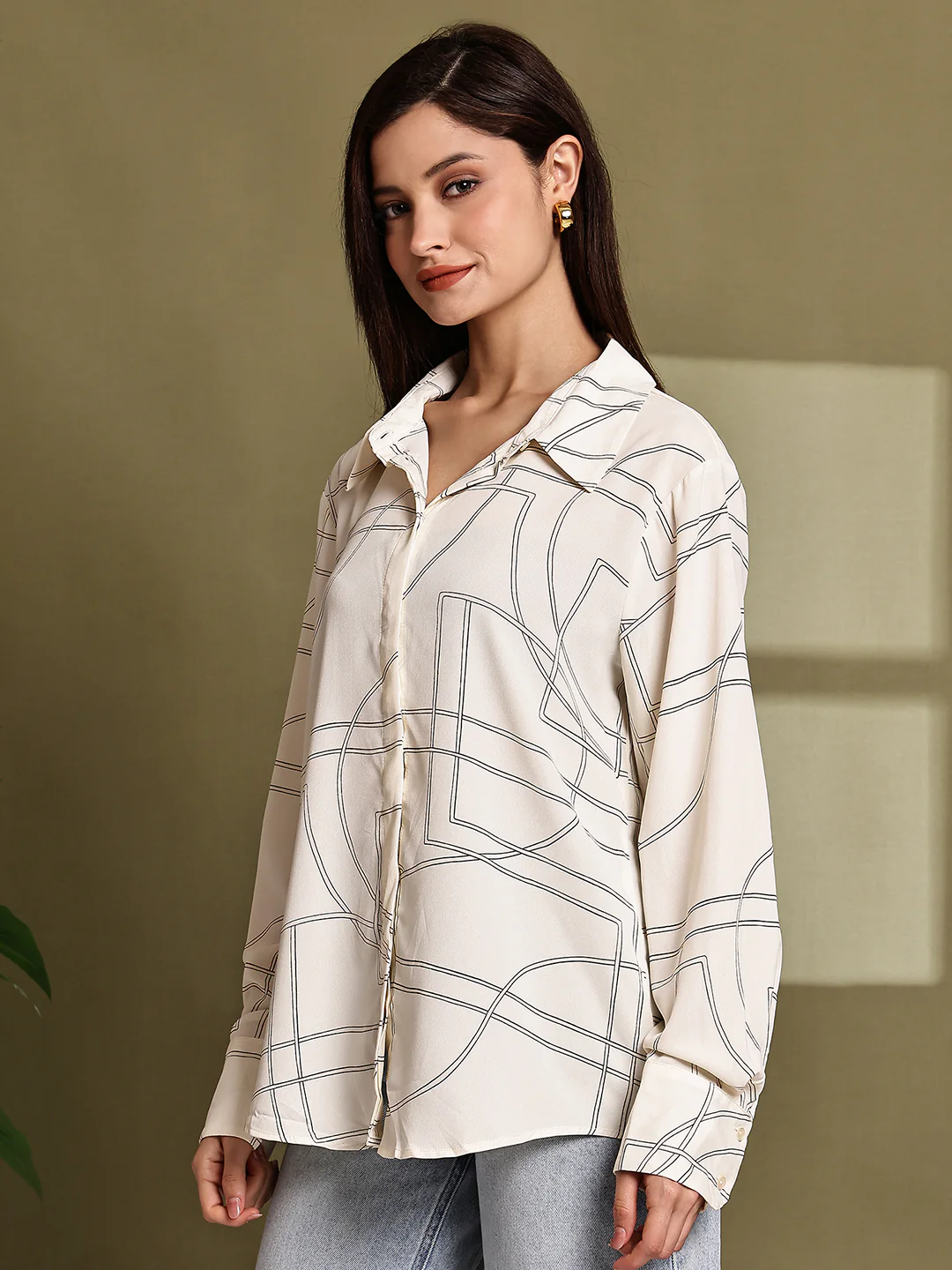 Women White Polyester Shirt - Image 4