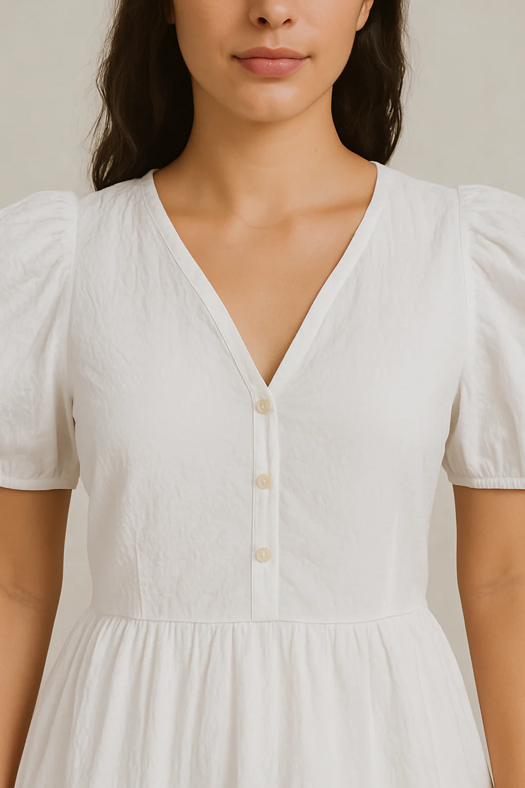Women White Puff Sleeve Tiered Midi Dress - Image 3