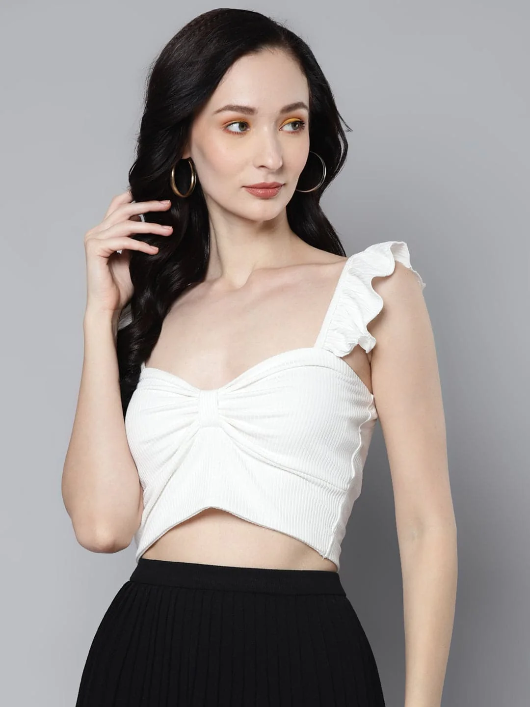 Women White Rib Crop Top