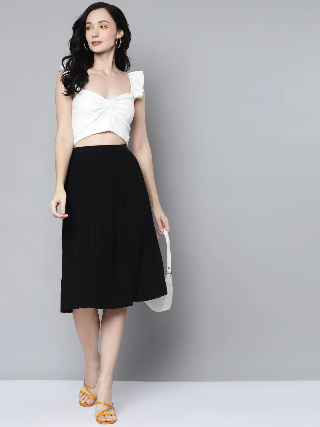 Women White Rib Crop Top - Image 3