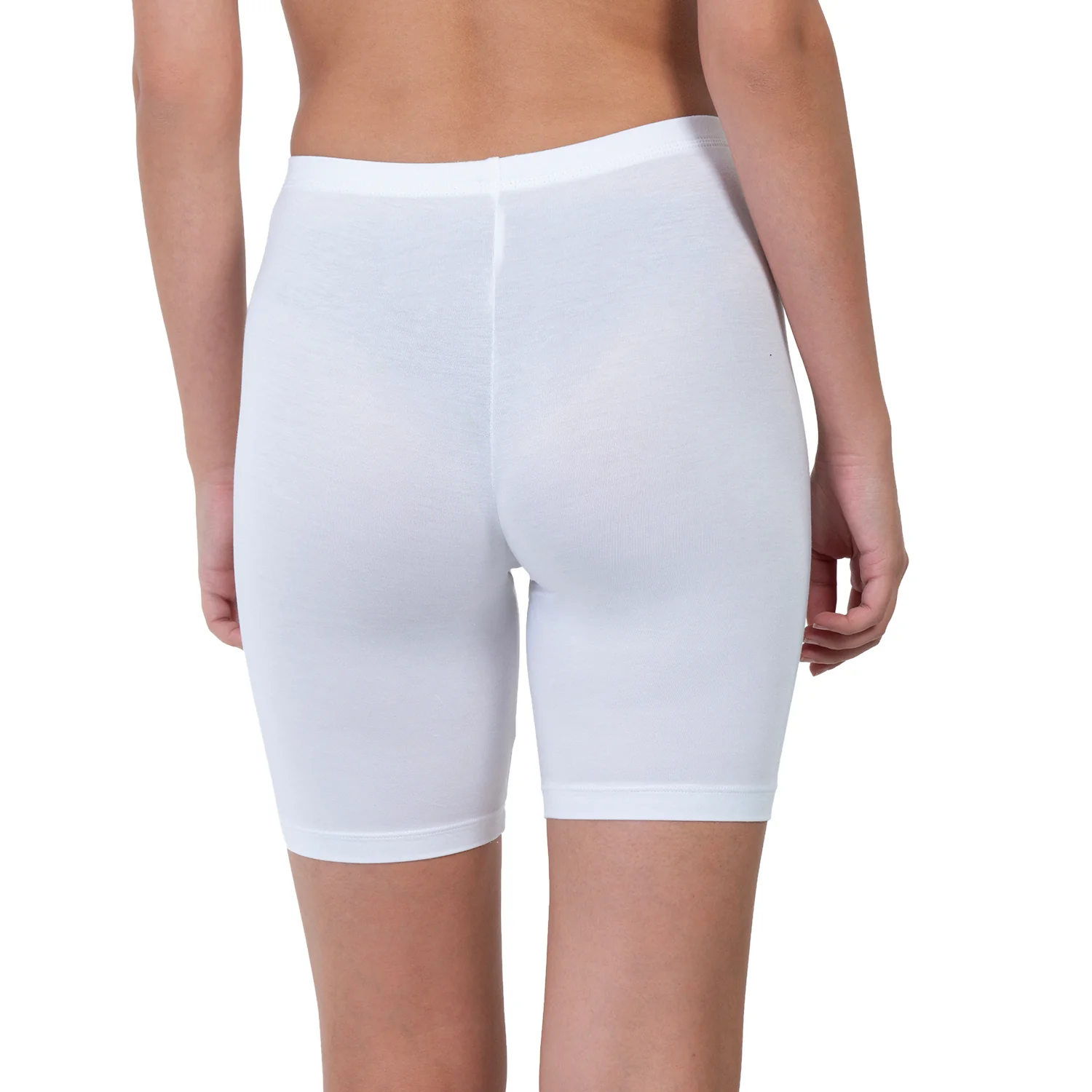 Women White Thigh Length Cycling Shorts - Image 2