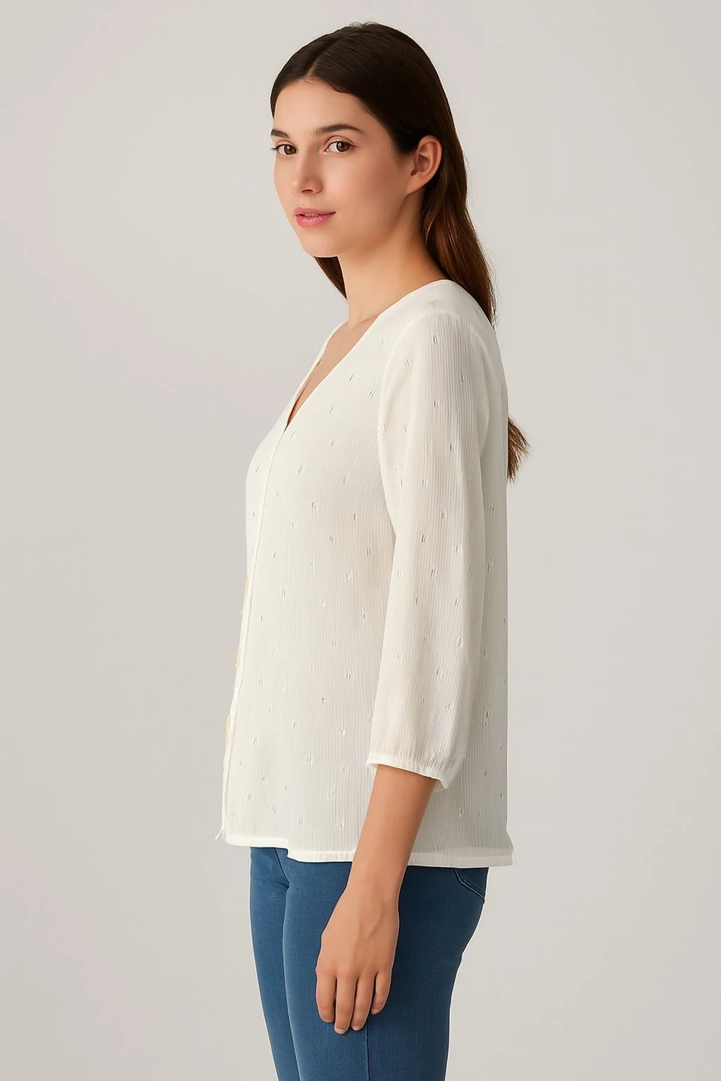 Women White Viscose Linen Shirt - Image 4