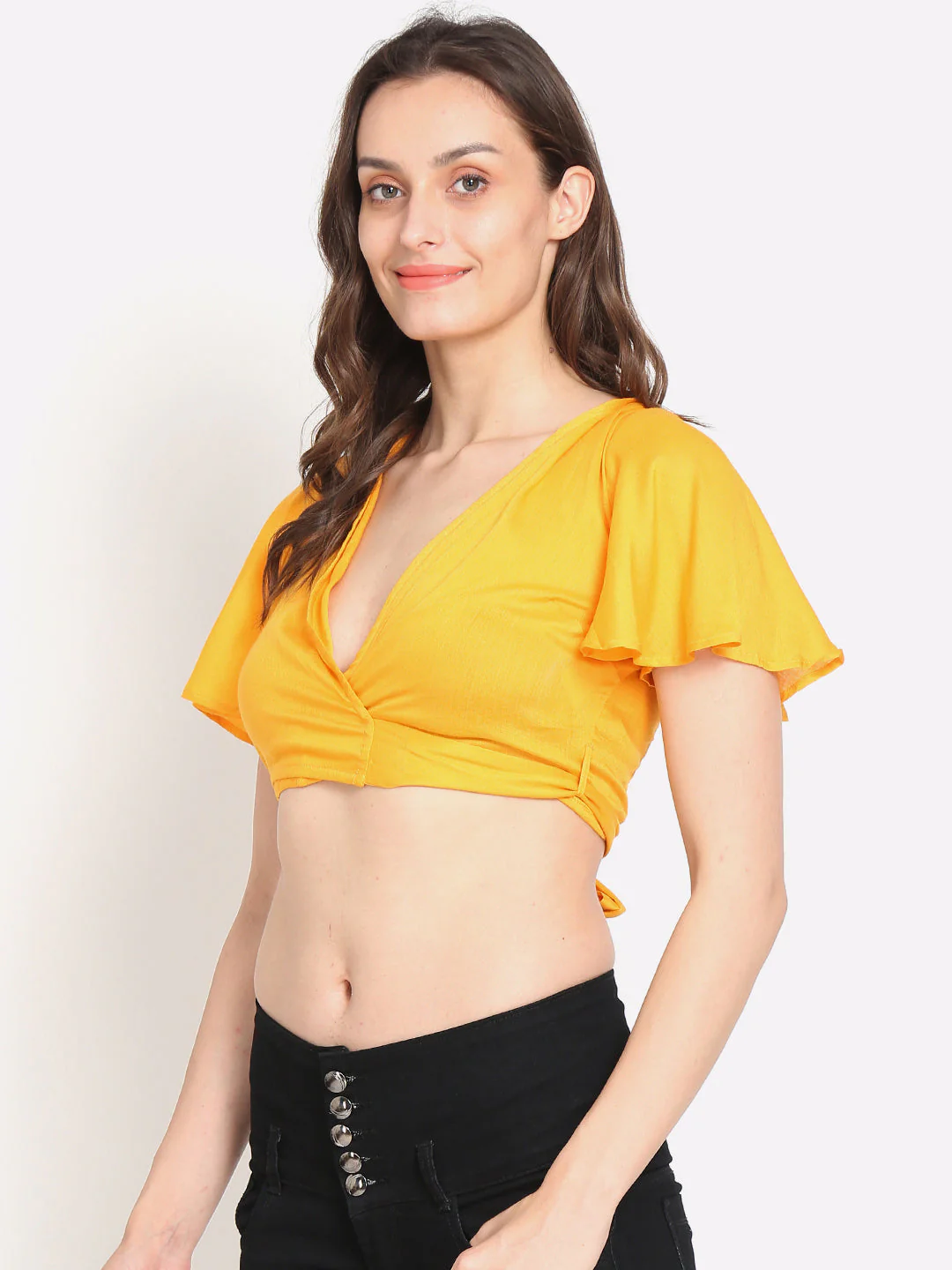 Women Yellow Crop Top - Image 2